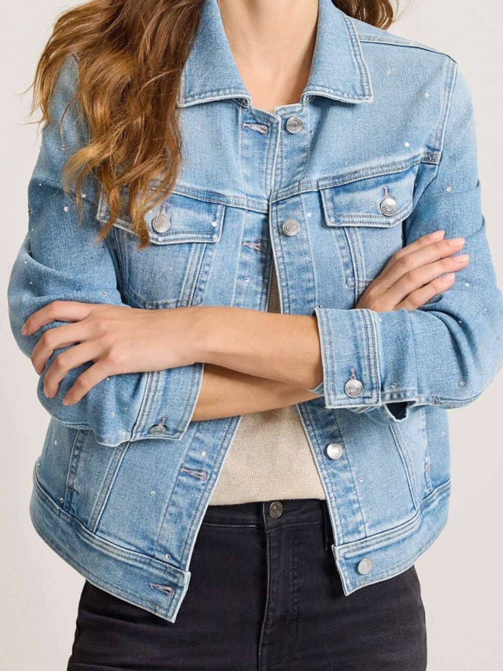 Tommy Bahama Light Blue Denim Jacket with Subtle Speckle